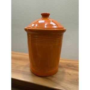 Vintage 70s Fiestawear Tangerine Poppy Orange Small 1 Quart Canister